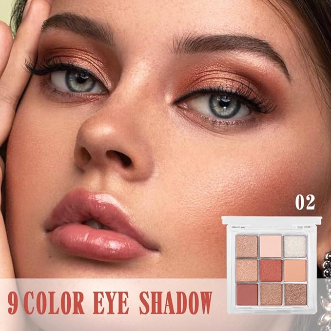 9 Color Eyeshadow Palette Makeup, Neutral Nude Matte Eye shadow & Shimmer Eyeshadow,Long Lasting Waterproof Eye shadow Makeup Palette for Women 06#