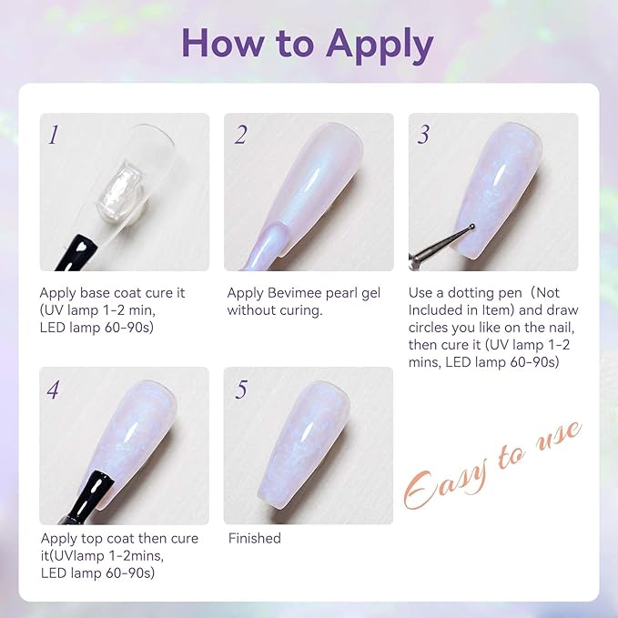 Pearl Gel Nail Polish 12ml Pearlescent Mermaid Iridescent Chrome Aurora Nail Drawing Swirl Shell Thread Effect Soak Off UV LED Gel Nail Art Salon Home DIY