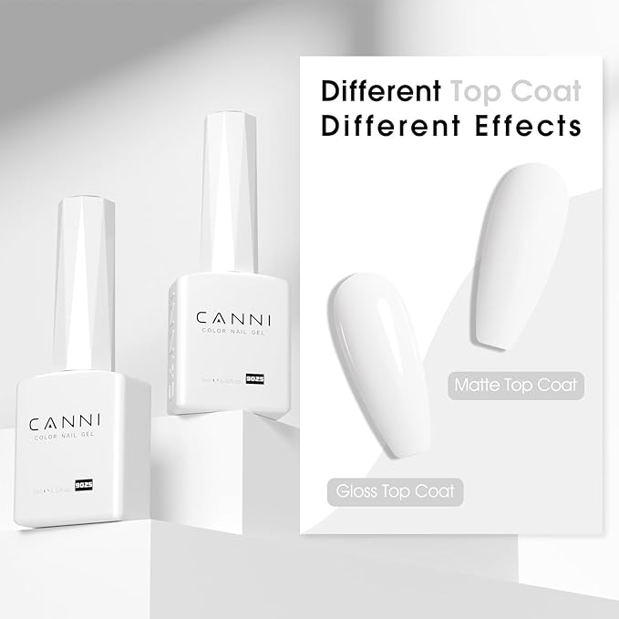 CANNI White Gel Polish – 1 Pc Pure White, High Gloss UV/LED Soak-Off Gel Nail Polish for French Manicure, DIY & Salon Quality for Grils & Women