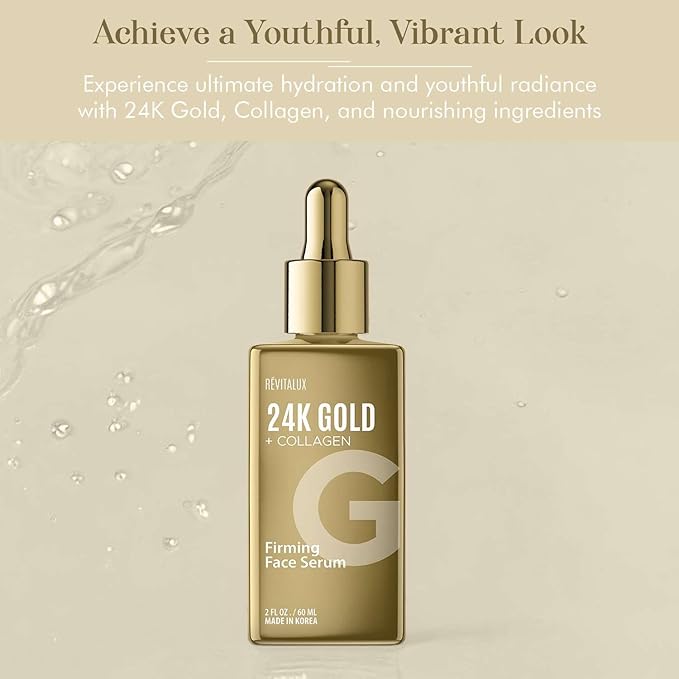 24K Gold & Collagen Serum - Anti-Aging, Skin Firming, Deep Moisturizing, Radiant Skin - Dermatologist Tested, Clean Beauty, Cruelty-Free Korean Skin Care for All Skin Types - 2 fl. oz