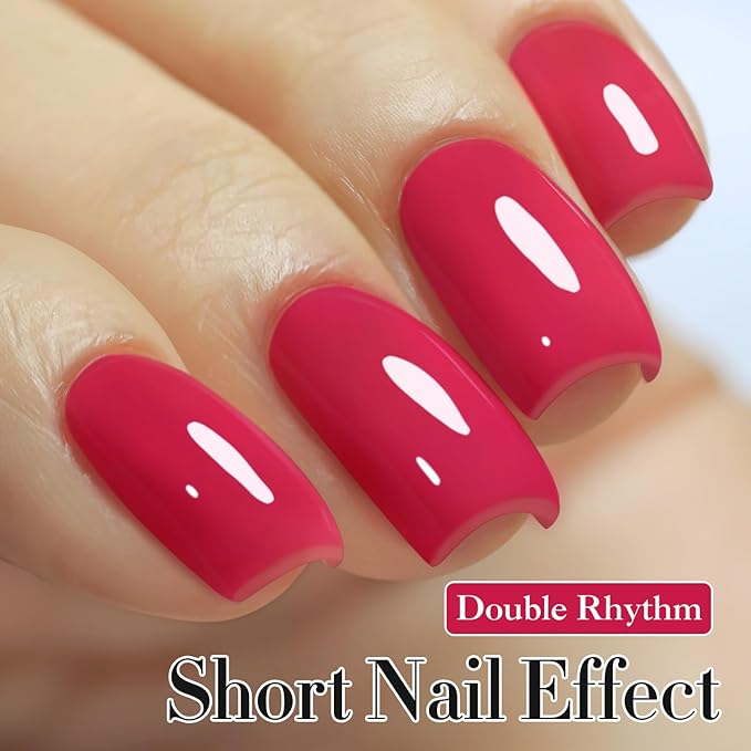 Double Rhythm 15ML Gel Nail Polish Pure Sheer Same Color Same Bottle Soak Off Gel Polish Art Manicure Salon DIY at Home for Women (Red Pink-A1472)