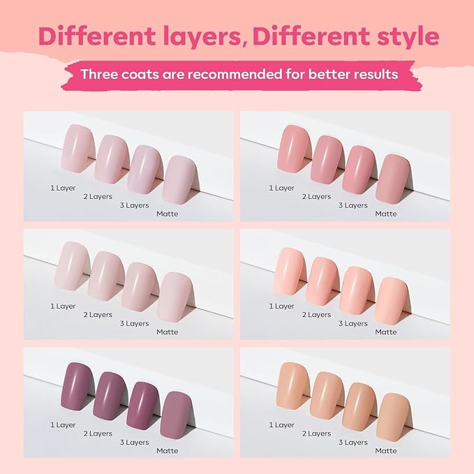 modelones Nail Polish Set 6 Colors Neutral Nude Pink Fall Winter Quick Dry Mini Finger Bulk Manicure Kit Diy Nail Art Home Salon Gifts For Women Girls