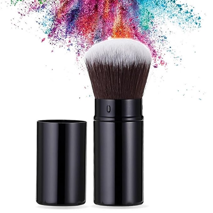 Retractable Foundation Makeup Brushes, Travel Kabuki Powder Brush Liquid Foundation Brush with Cover Perfect for Blending Liquid, Bronzer, Buffing, Cream, Flawless Powder Cosmetics