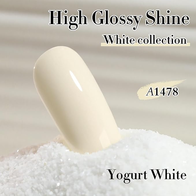 Double Rhythm 15ML Gel Polish Pure Sheer Same Color Same Bottle Soak Off Gel Polish Art Manicure Salon DIY at Home for Women (Beige White-A1478)