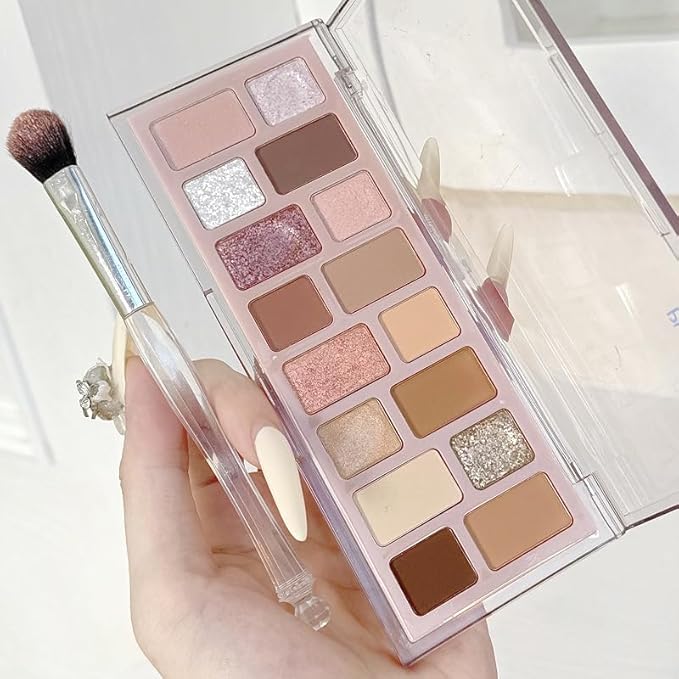 Versatile 16 Color Naked Pink Eye Shadow Palette, Blendable, Long-Lasting, Highly Pigmented, Waterproof eyeshadow palatte makeup