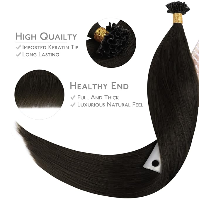 WENNALIFE U Tip Human Hair Extensions, 50g 50s 14 Inch Dark Brown Remy Invisible Straight Keratin K Tip Real Human Hair
