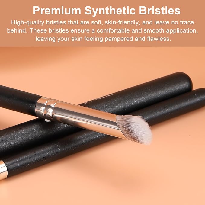 TEOYALL Mini Nose Contour Brush, Synthetic Under Eye Concealer Brush for Blending Setting Buffing with Liquid, Cream and Powder Cosmetic (370S)