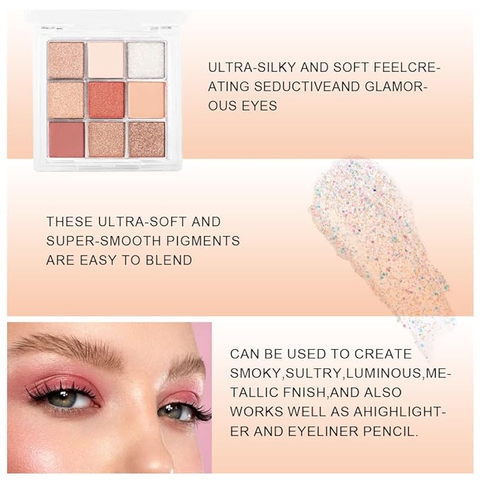 9 Color Eyeshadow Palette Makeup, Neutral Nude Matte Eye shadow & Shimmer Eyeshadow,Long Lasting Waterproof Eye shadow Makeup Palette for Women 06#