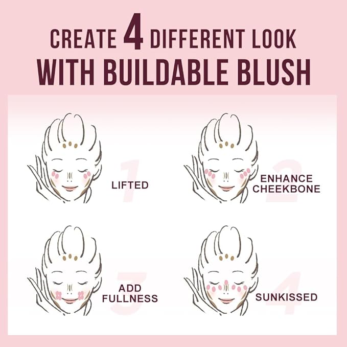 Multi-Use Waterproof Makeup Cream Blush Stick with Brush, 3-in-1 Buildable Blush Stick for Cheeks, Eyes, and Lips, All day wear, Easy Application(01 WHISPER)