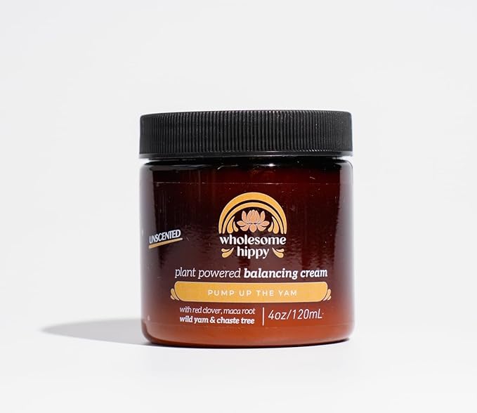 Wholesome Hippy Wild Yam Cream for Balance Support Body Cream with Maca, Chaste Tree, Milk Thistle & Shea – Moisturizing Botanical Balm for Women & Men – 4oz - Unscented