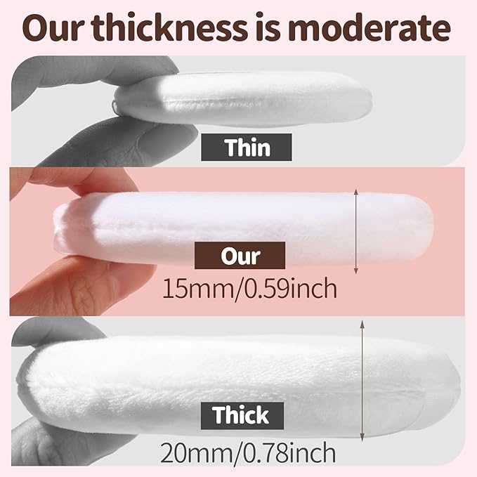 Teenitor 2pcs Powder Puff 3.54inch Medium Body Powder Puff, Powder Puff for Body Powder, Powder Puffs, Soft Velour Powder Puffs, Body Powder Puff and Container White