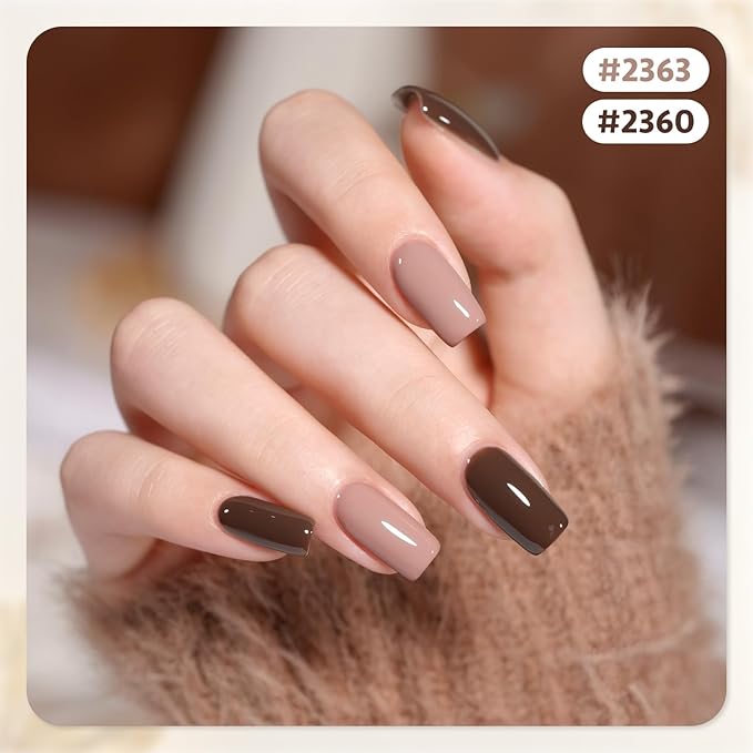 GAOY Gel Nail Polish, Red Brown Nude White Gel Polish Kit for Salon Manicure and Nail Art DIY at Home