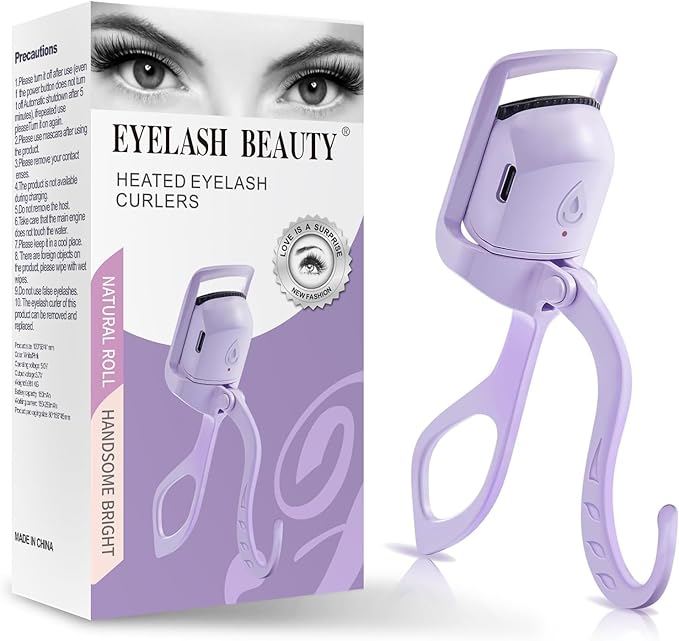 Premium Heated Eyelash Curlers Elevate Your Lash, Rapid Heat-up, USB Rechargeable Electric Eyelash Curler with Sensing Heating Silicone Pad, Heated Lash Curler with Temperature (Purple)