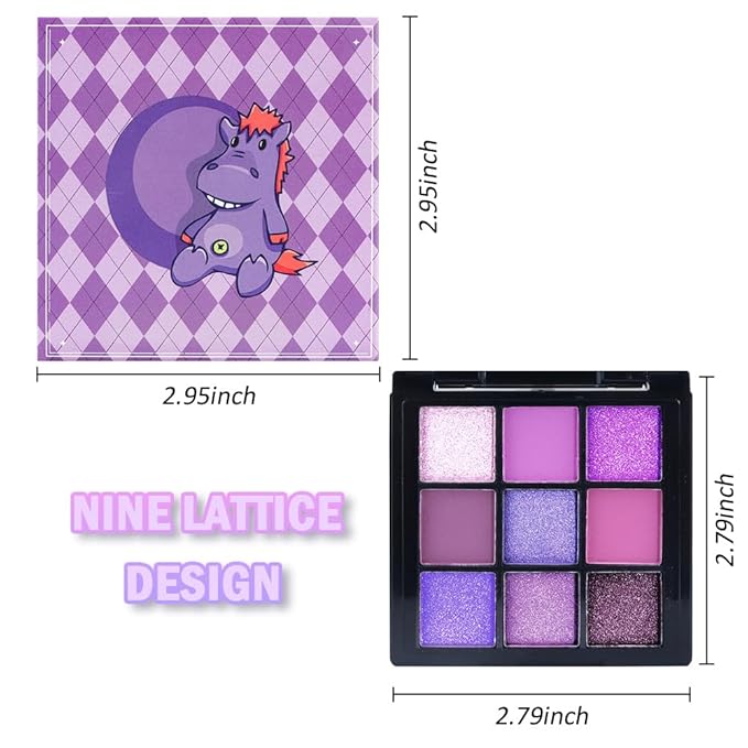 AMY'S DIARY Matte Shimmer Light Deep Purple Eye Shadow Palette Makeup,Eyeshadow Long Lasting Waterproof Cruelty-Free, 9 Blendable Shades in Smooth Finishes with Gorgeous Pearls for Girls (purple)