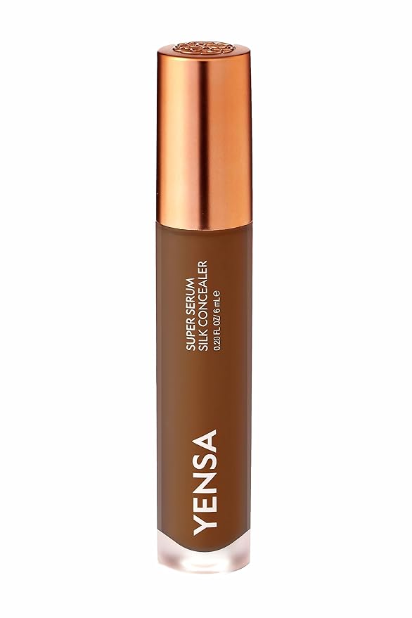 YENSA Super Serum Silk Concealer - Full Coverage Undereye Concealer & Peptides Serum for Face - Enriched with Vitamins C & E, Bakuchiol & Superfoods to Boost Radiance - Deep 2 (0.2 Fl oz)