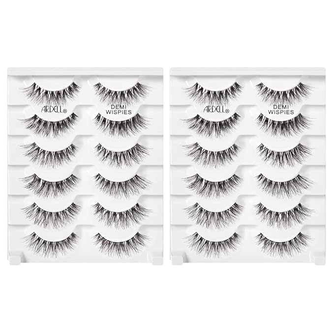 Ardell Demi Wispies False Eyelashes Multipack – Natural Lashes Wispy with Invisiband for Lightweight Comfort, 6 Pairs, 2 Pack