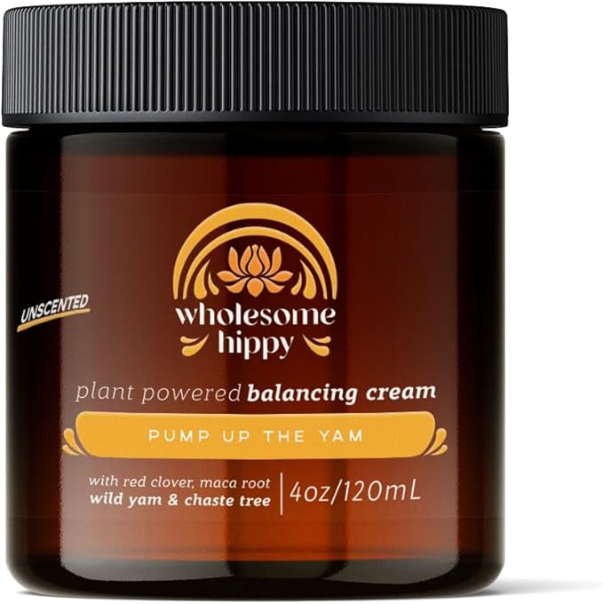 Wholesome Hippy Wild Yam Cream for Balance Support Body Cream with Maca, Chaste Tree, Milk Thistle & Shea – Moisturizing Botanical Balm for Women & Men – 4oz - Unscented