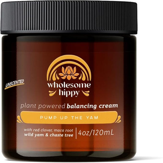 Wholesome Hippy Wild Yam Cream for Balance Support Body Cream with Maca, Chaste Tree, Milk Thistle & Shea – Moisturizing Botanical Balm for Women & Men – 4oz - Unscented