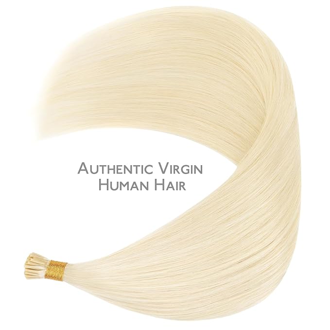 WENNALIFE I Tip Hair Extensions Human Hair, 50g 50s 18 Inch Platinum Blonde Remy Itip Human Hair Extensions Invisible Itips Straight I Tips Fusion Extensions Real Human Hair