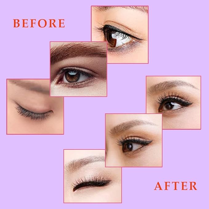 Stainless Steel Eyelash Curler with Built-in Comb Pinch Pain-Free Lash Curler with Brush Suitable for Any Eye Shapes and Sizes and with 5 Silicone Refill Pads (Black)