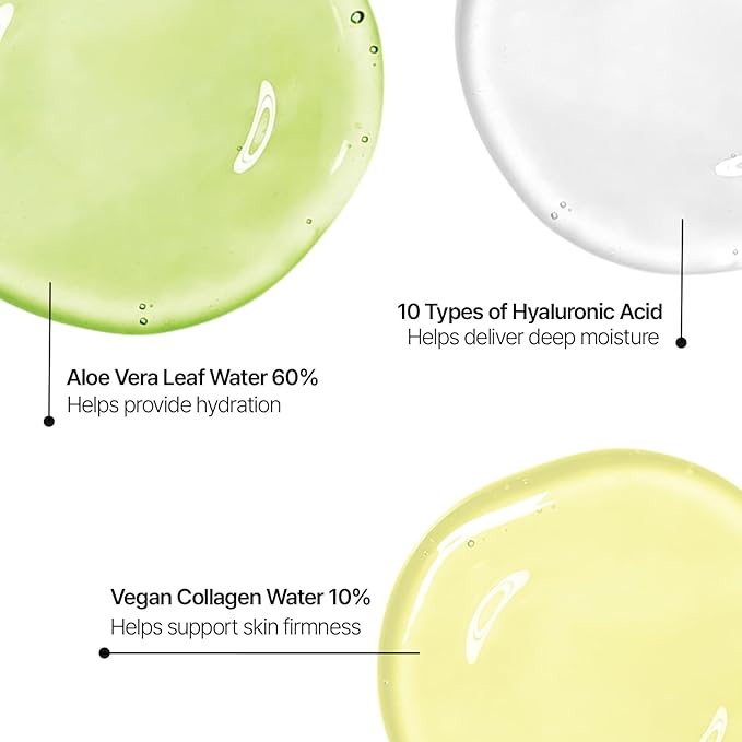 shaishaishai ALOE PDRN Cooling Repair Ampoule, 10% Vegan Collagen, 10 Types Hyaluronic Acid, Cooling Hydration & Soothing, Glow Serum, Korean Skincare, 1.69 Fl Oz