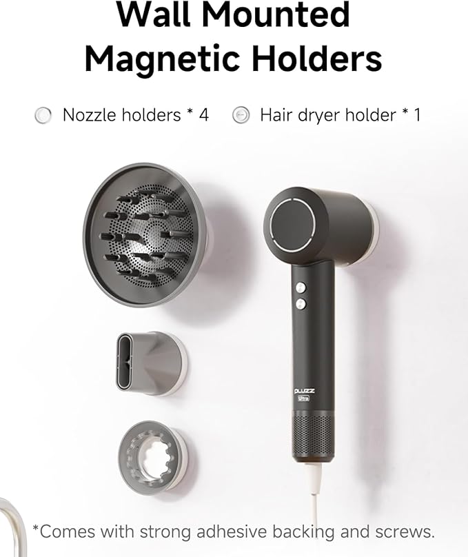 PLUZZ Professional Hair Dryer with Diffuser for Curly Hair, 400M Negative Ionic Blow Dryer for Fast Drying, 120,000 RPM High-Speed Brushless Motor, Low Noise Lightweight, Travel-Friendly, Women & Men