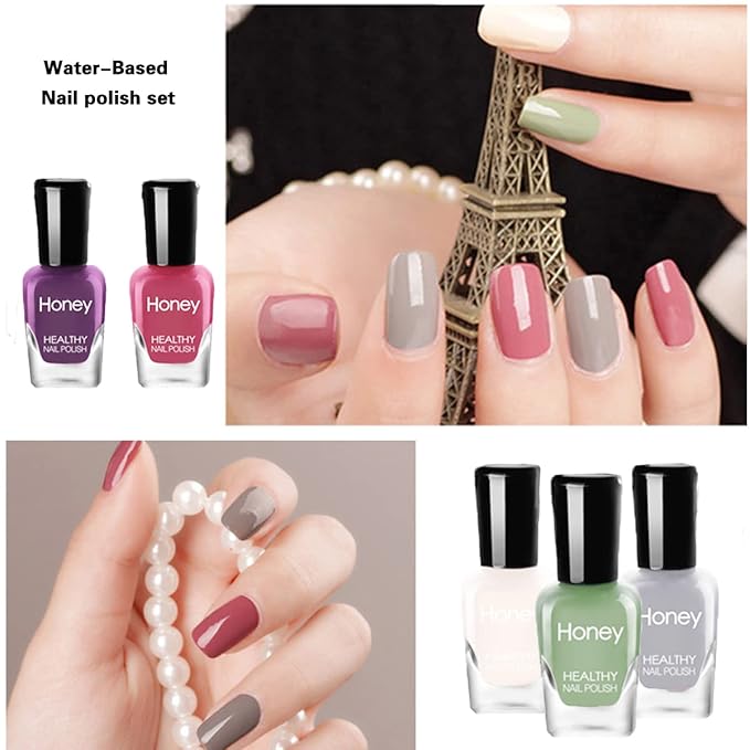 Non Toxic, Easy Peel Off Fast Dry Nail Polish Set for Pack, Eco Friendly and Organic Water Based Nail Polish for Women and Teens(10 Bottles)