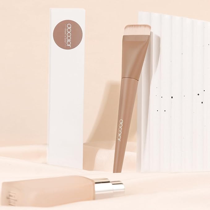 docolor Flat Foundation Brush Korean Makeup Brush Liquid Makeup Brush Premium Makeup Face Brush for Blending, Cream, Thin Foundation Brush Makeup Tool Face Foundation Flat Brush,Khaki