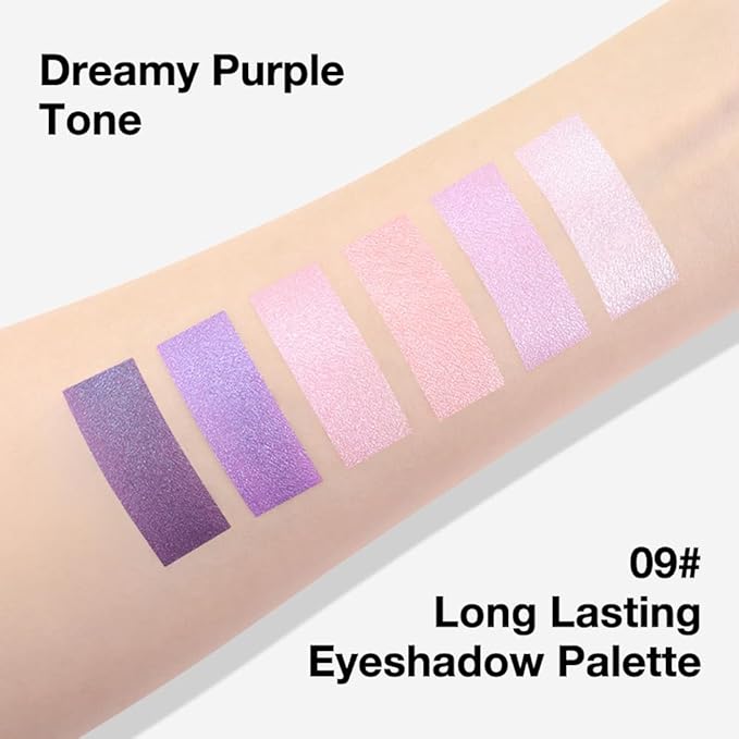 Kaely 6 Colors Mini Purple Eye Shadow Palette Makeup, Matte Shimmer Glitter Violet Lavender Lilac Eyeshadow Palette High Pigmented Waterproof, paleta de sombras de ojos, Vegan & Cruelty-free, 09