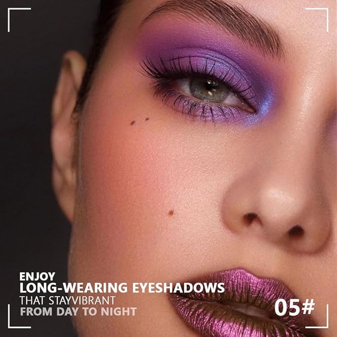 4 Colors Dark Purple Pink Eye Shadow Powder Palette Makeup, Neutral Matte Shimmer Cream Quads Eyeshadow Palette for Women Highly Pigmented Waterproof, paleta de sombras de ojos, Vegan, 05