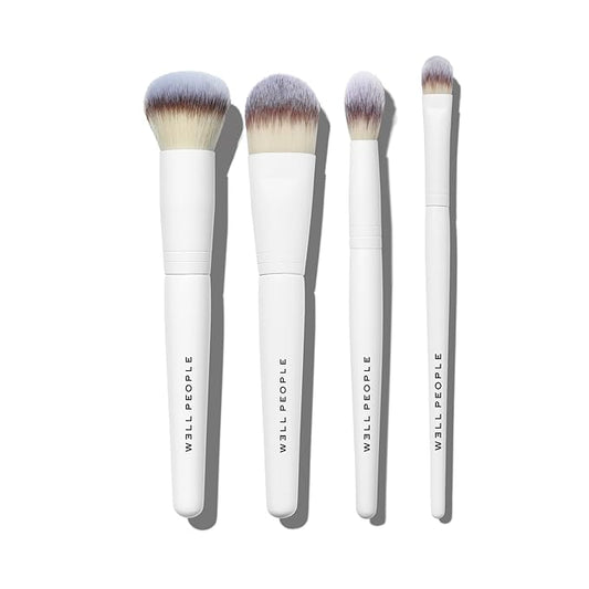Well People Bio Complexion Brush Set, 4-Piece Face Brush Set For All Complexion Products, For Liquids, Powders & Creams, Cruelty-free Bristles