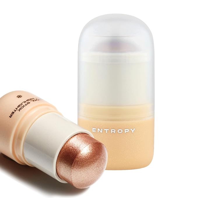 ENTROPY MAKEUP Cool Stick Body Highlighter Golden Hour, 70% Water-Rich Skincare Formula, Jelly Gel Texture, Crystal Silver & Gold Pearl Glow, Lightweight Cooling Hydration, Compact Precise Application