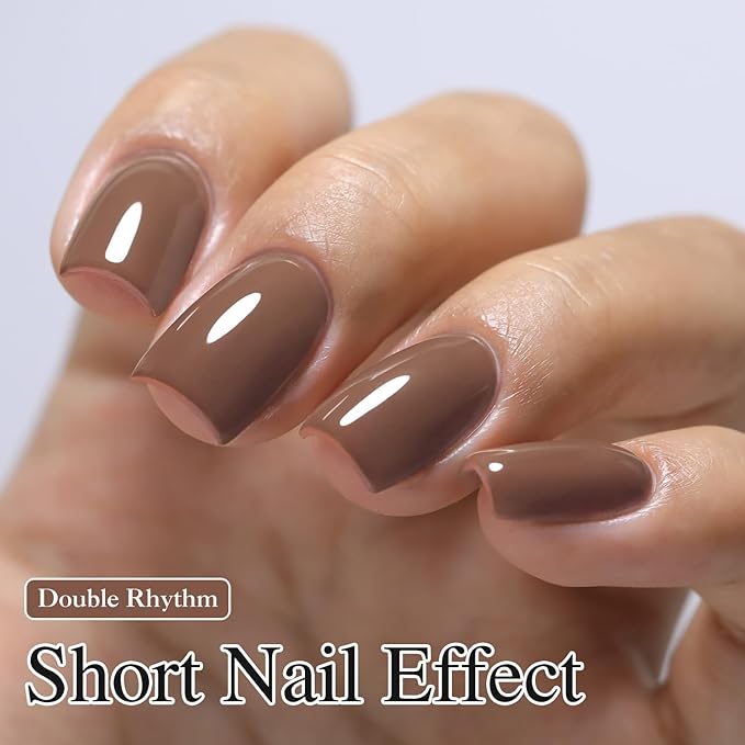 Double Rhythm 15ML Gel Nail Polish Pure Sheer Same Color Same Bottle Soak Off Gel Polish Art Manicure Salon DIY at Home for Women (Gray Brown-A1445)