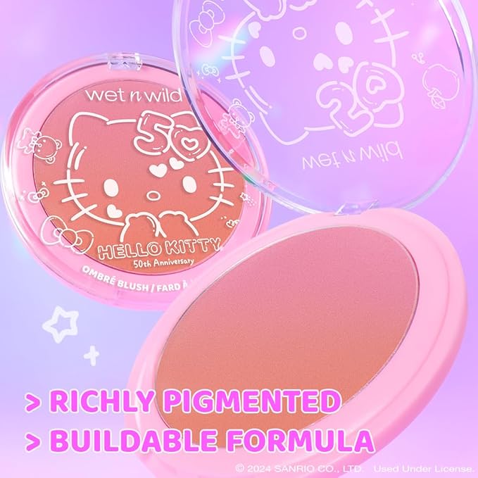wet n wild Hello Kitty Ombre Blush, Buildable, Blendable Customizable Color, New Gradient Formula, Cruelty-Free & Vegan - Cotton Candy