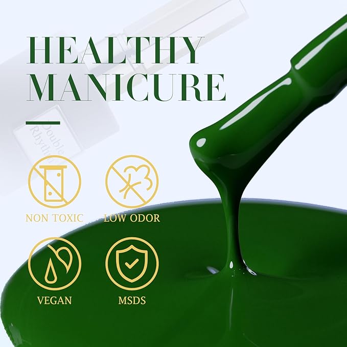 Double Rhythm 15ML Gel Nail Polish Pure Sheer Same Color Same Bottle Soak Off Gel Polish Art Manicure Salon DIY at Home for Women (Dark Green-A1287)