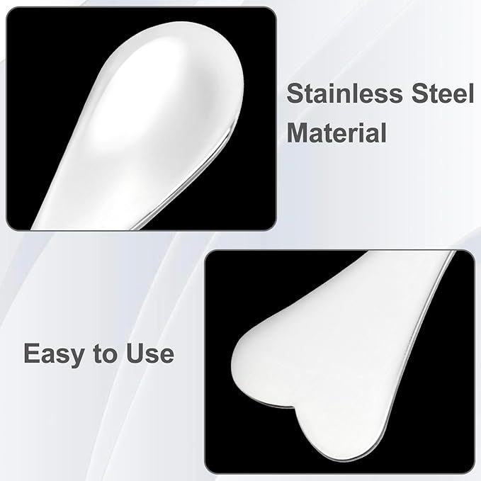 3pcs Mini Metal Makeup Spatula, Reusable Cosmetic Cream Spatulas Spoon, Skincare Scoop Applicator Facial Massage Beauty Tools for Mixing and Sampling Face Eye Cream- Silver