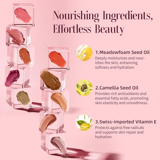 Multi-Use Waterproof Highlighter Stick with Brush – Unidollss 3-in-1 Cream Contour, Bronzer & Blush Stick for Cheeks, Eyes & Lips, Long-Lasting Glow, Easy Application(09 GOLDEN HOUR)