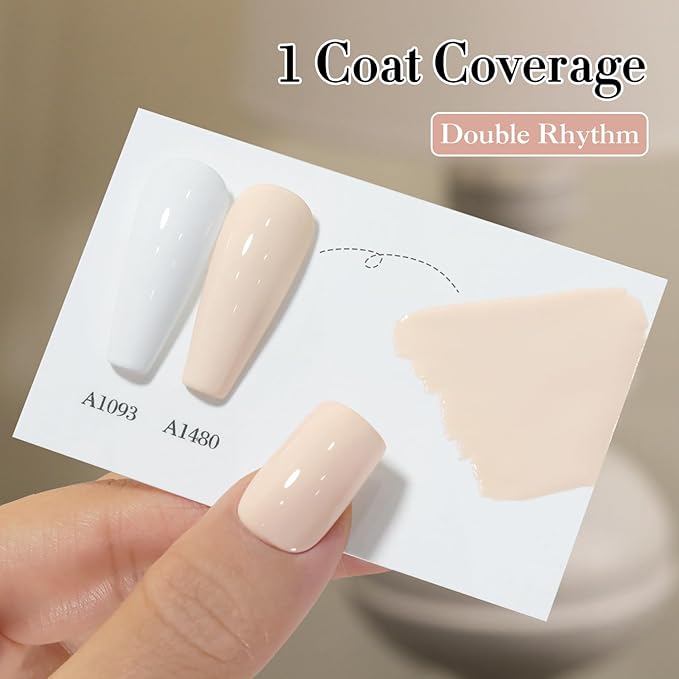 Double Rhythm 15ML Gel Polish Pure Sheer Same Color Same Bottle Soak Off Gel Polish Art Manicure Salon DIY at Home for Women (Cream White-A1480)
