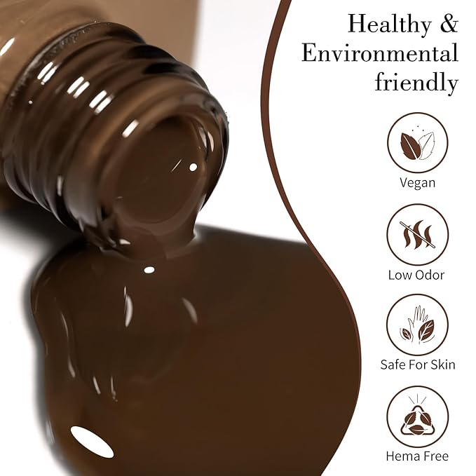 CANNI Dark Brown Gel Polish, 1Pcs Irish Coffee Brown Nail Polish Gel High Gloss Soak Off UV French Manicure Salon DIY