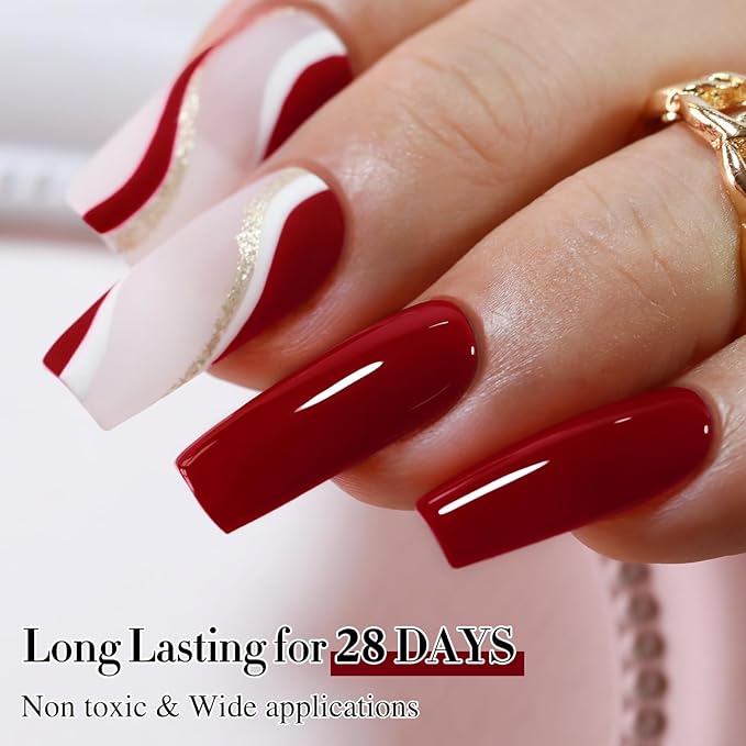 Double Rhythm 15ML Dark Red Gel Polish Pure Sheer Same Color Same Bottle Soak Off Gel Polish Art Manicure Salon DIY at Home for Women (Blood Red-A1378)