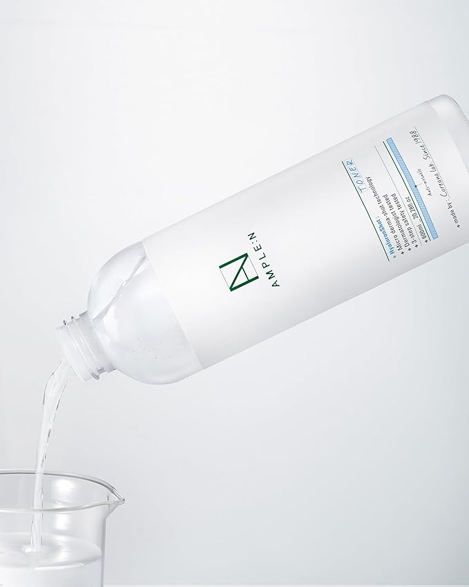 Ample:N Hyaluron Shot Toner – Korean Hyaluronic Acid and Ceramide Hydrating Face Toner - Moisturizing Essence for Minimizing Wrinkles – Dewy Healthy Glow Skin Booster for Dry Skin, 20.3 fl.oz.