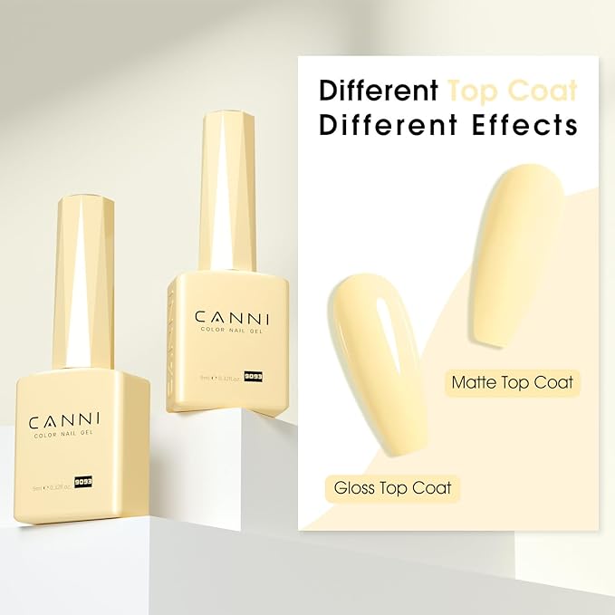 CANNI Pastel Yellow Nail Gel Polish, 1Pcs Butter Yellow High Gloss Soak Off UV Nail Polish Gel French Manicure Salon DIY
