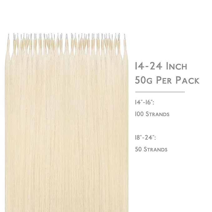 WENNALIFE Nano Bead Hair Extensions Human Hair, 50g 100s 14 Inch Platinum BlondeReal Human Hair Extensions for Women Invisible Nano Ring Hair Extensions Remy Human Hair Extensiones De Cabello Humano