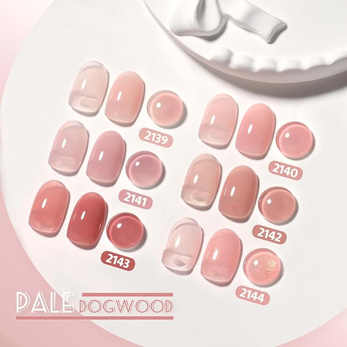 GAOY Nude Jelly Gel Nail Polish of 6 Transparent Pink Brown Shimmer Colors Sheer Gel Polish Kit for Salon Manicure and Nail Art DIY at Home