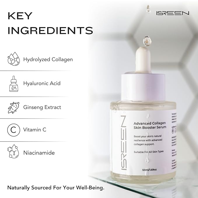 Advanced Collagen Serum Korean for Skin Booster | Dermatologist Tested with Hyaluronic Acid, Niacinamide & Ginseng |Korean Serum for Face Anti Aging Elasticity & Radiance for All Skin | 50ml