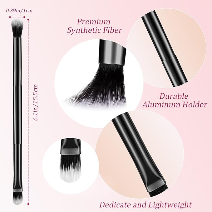 12 Pcs Eyeshadow Smudge Brush 2 in 1 Eyeshadow Double Ended Concealer Brush Under Eye Small Soft Firm Pointed Foundation Makeup Applicator for Blending Liner(Black)