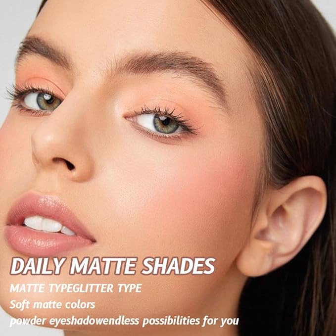 Single Mini Pressed Eyeshadow Makeup Palette, Nude Skin Color Sparkle Shimmer Glitter Monochrome Cream Eye shadows Palette Brightener Makeup for Older Women, Pigmented Waterproof 02#