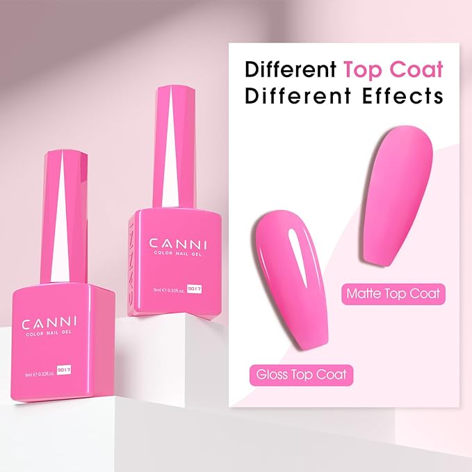 CANNI Hot Pink Gel Nail Polish – 9ml Soak Off UV LED, Long Lasting High Gloss for DIY & Salon Use For Women