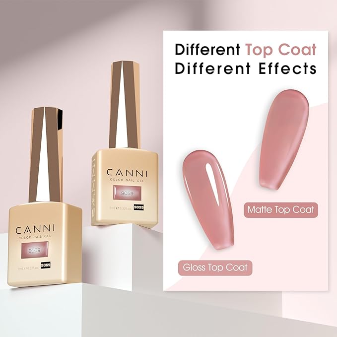 CANNI Pink Jelly Gel Polish – 9ML Translucent Sheer Nude Soak-Off UV/LED Gel Nail Polish for DIY Manicure or Salon Use