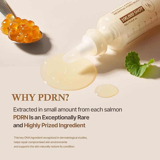 HEVEBLUE Salmon Caring Centella New Pair PDRN Booster 100,000 Shot Essence (2ea) - Salmon PDRN, Restore and Rejuvenate, Refine Skin Texture, Low Irritation, Korean Skincare, K-Beauty